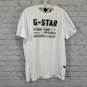 G-Star Stencil Originals Short‎ Sleeve Crew Neck Graphic T-Shirt, Large, White